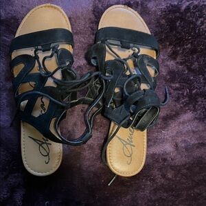 American Rag Black Lace-Up Sandals